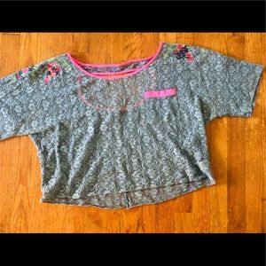 Free People Embroidered Eyelet Crop Top